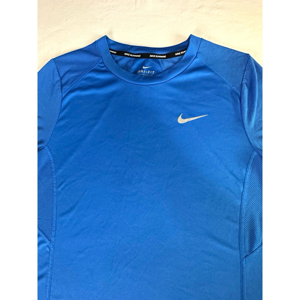 Nike Dri-FIT Men's Blue Running T-Shirt M Breathable Crew Neck Short Sleeve